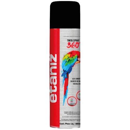 TINTA SPRAY PRETO FOSCO ALTA TEMP 400ML ETANIZ Riva Materiais De